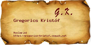 Gregorics Kristóf névjegykártya